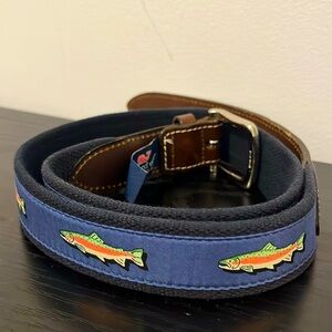 Size 34 Vineyard Vines Navy Belt with Salmon Fish